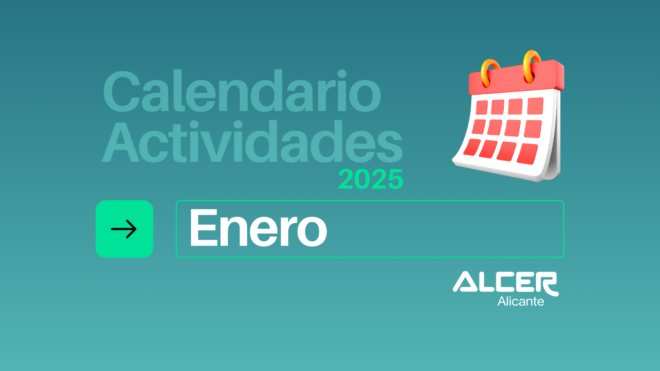 Calendario de actividades del mes de enero organizadas por ALCER Alicante, destacando eventos y talleres enfocados en la salud renal.